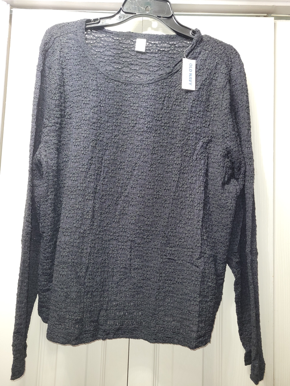 Old Navy Black Textured Crewneck Sweater